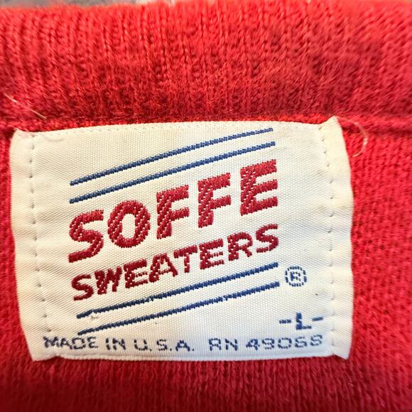 Vintage Soffe Sweaters Red V Neck Pullover L USSSA SloPitch Softball Umpire - Picture 5 of 9